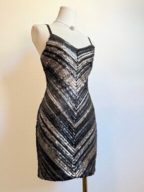 Y2K Bebe Sequin Bodycon Mini Dress Glam Party